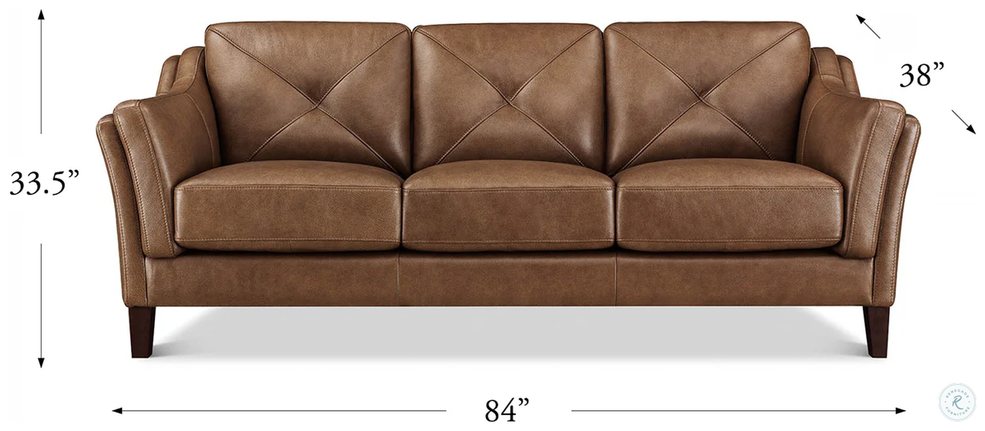Cassie Latte Leather 84" Sofa