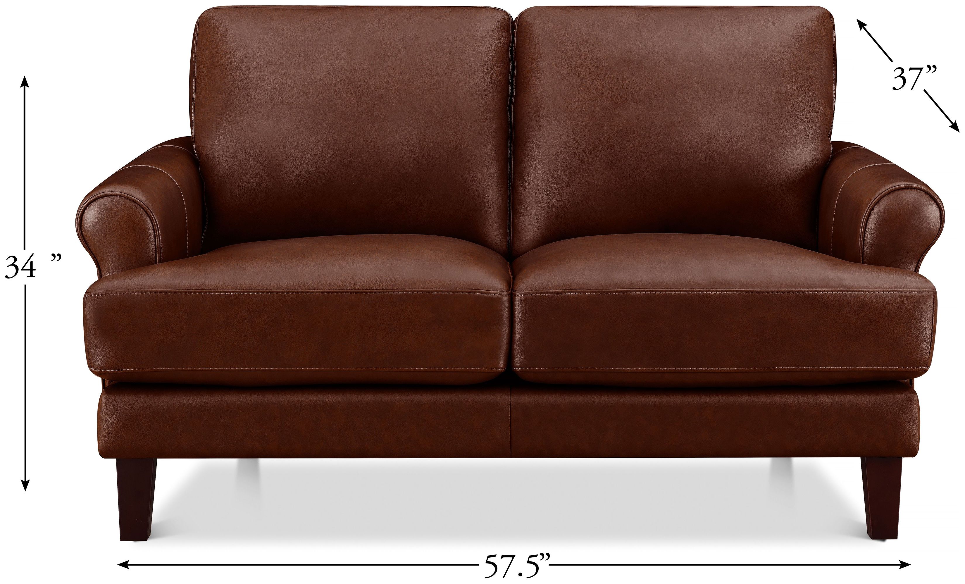 Soleil Brandy Leather 58" Loveseat
