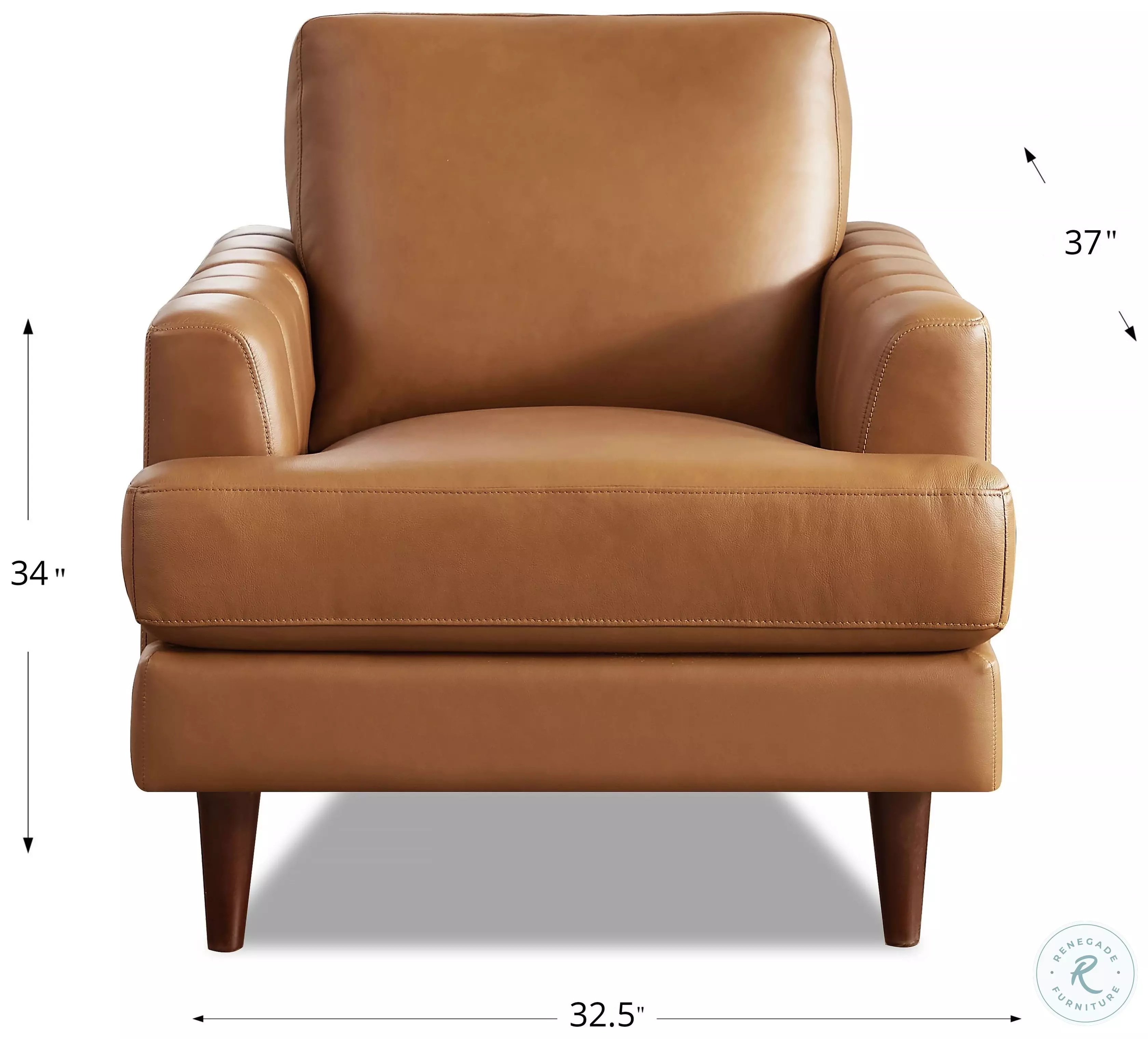 Ada Cognac Leather Upholstered Lounge Chair