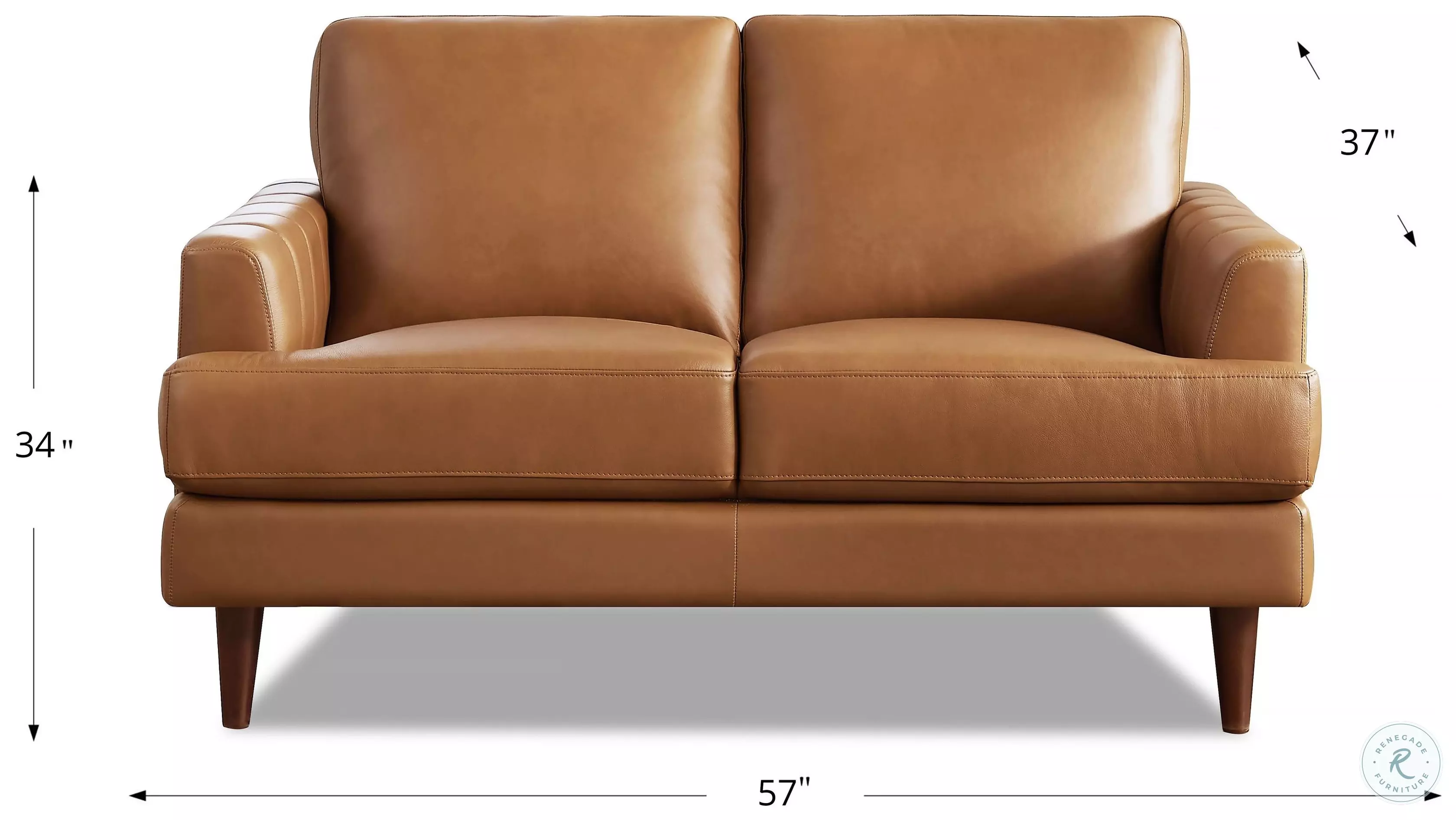 Ada Cognac Leather 57" Loveseat