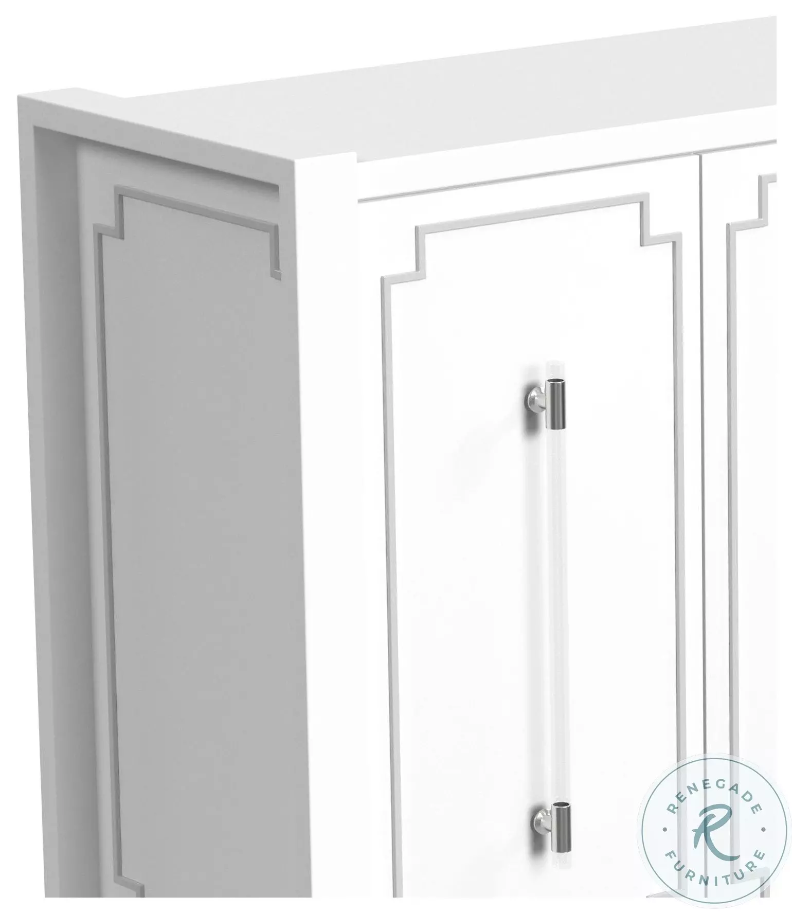 Mariah Pearl White And Silver 4 Door Server From Bassett Mirror