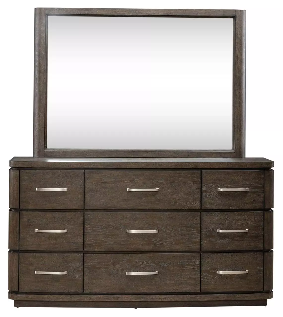 Rainier Falls Satin Espresso 9 Drawer Dresser with Mirror from