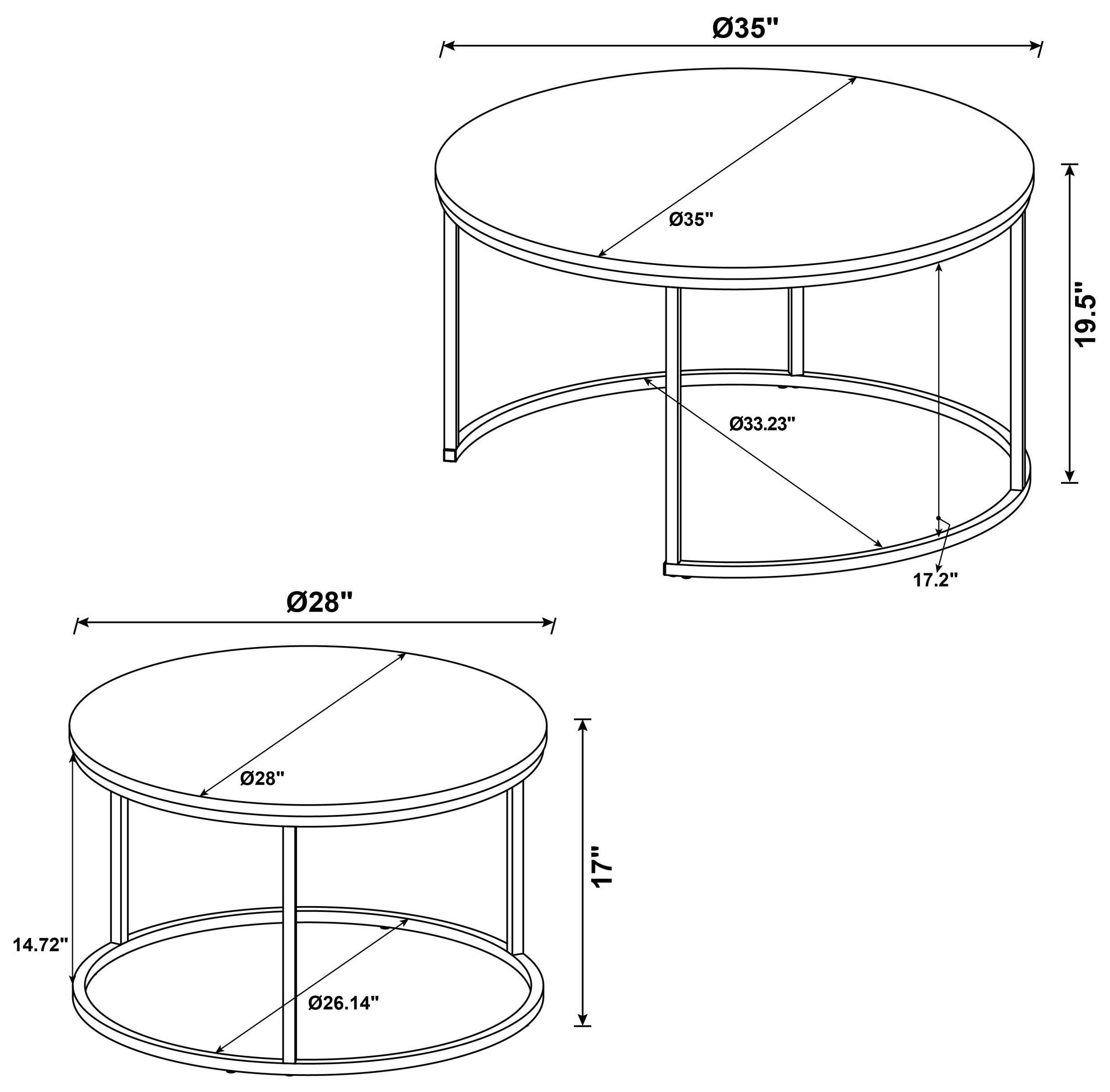 Lainey Grey And Gunmetal 2 Piece Nesting Coffee Table