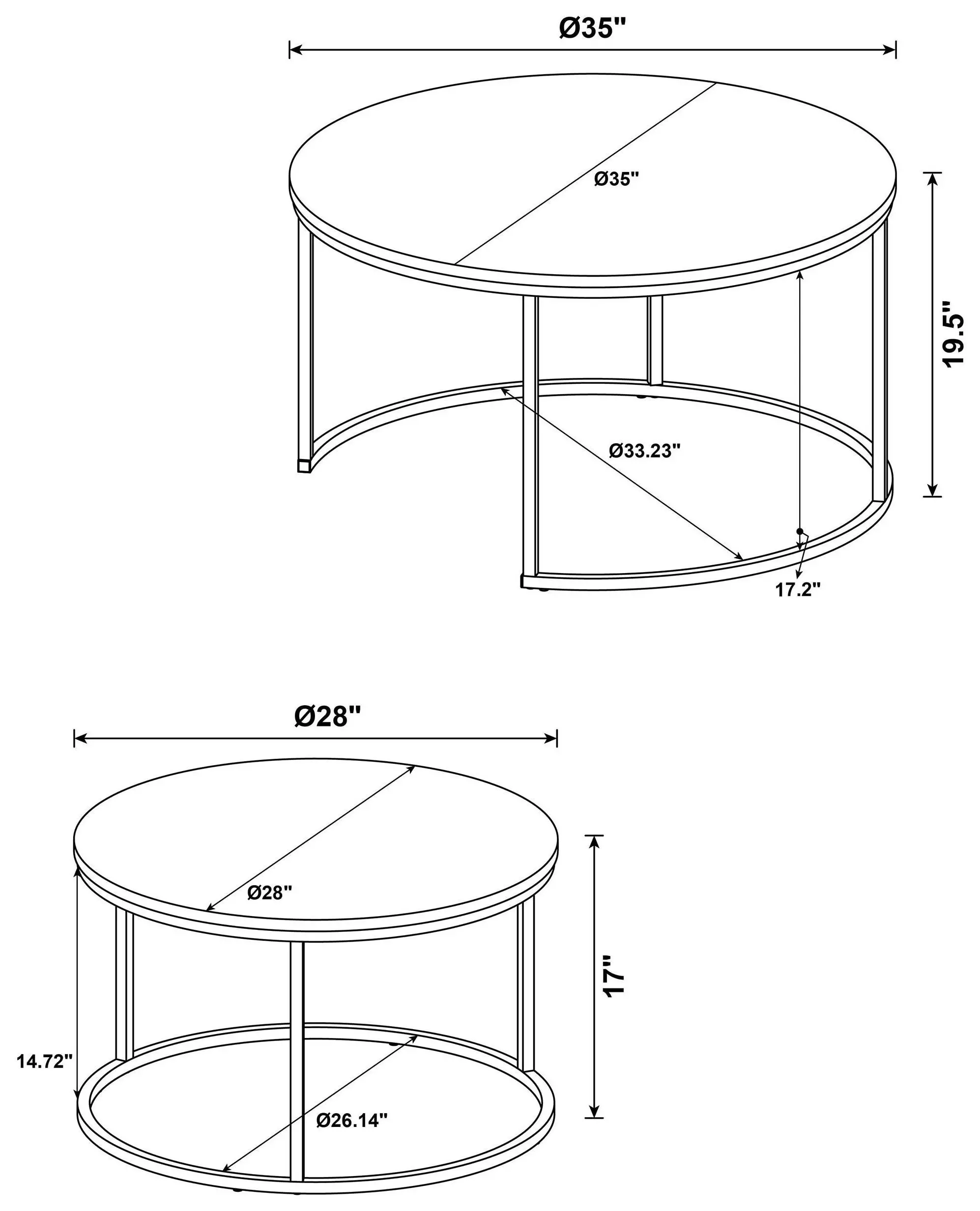 Lainey Mango Round Nesting Coffee Table Set of 2