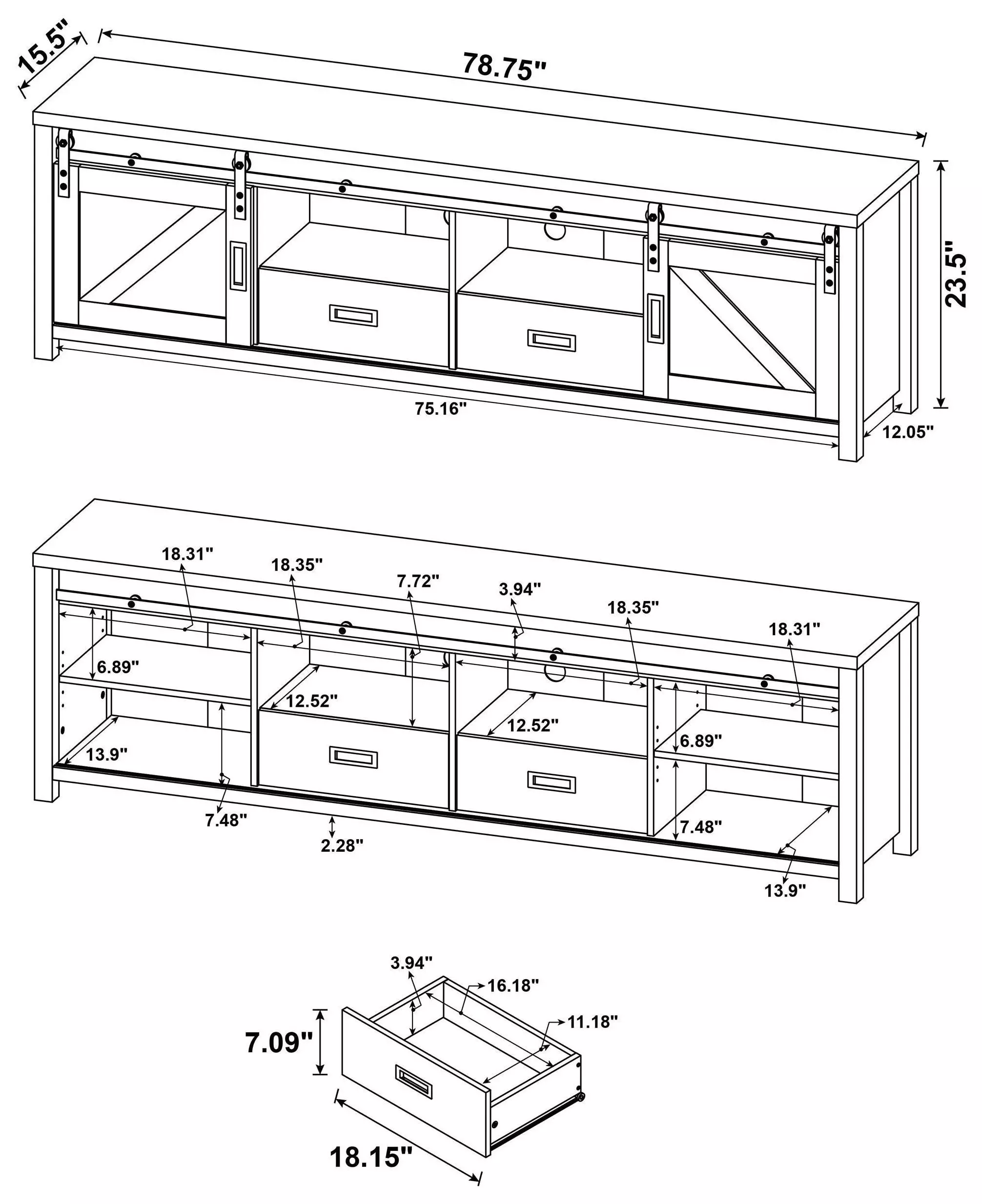 Madra Dark Pine TV Console