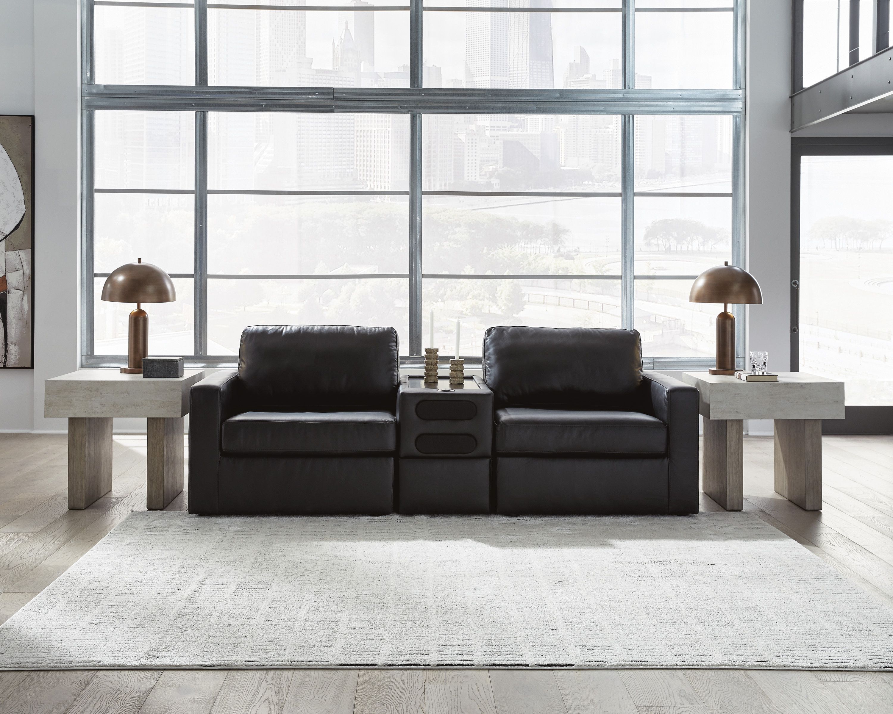 ModMax II Black Leather Sofa Sectional | Coleman Furniture