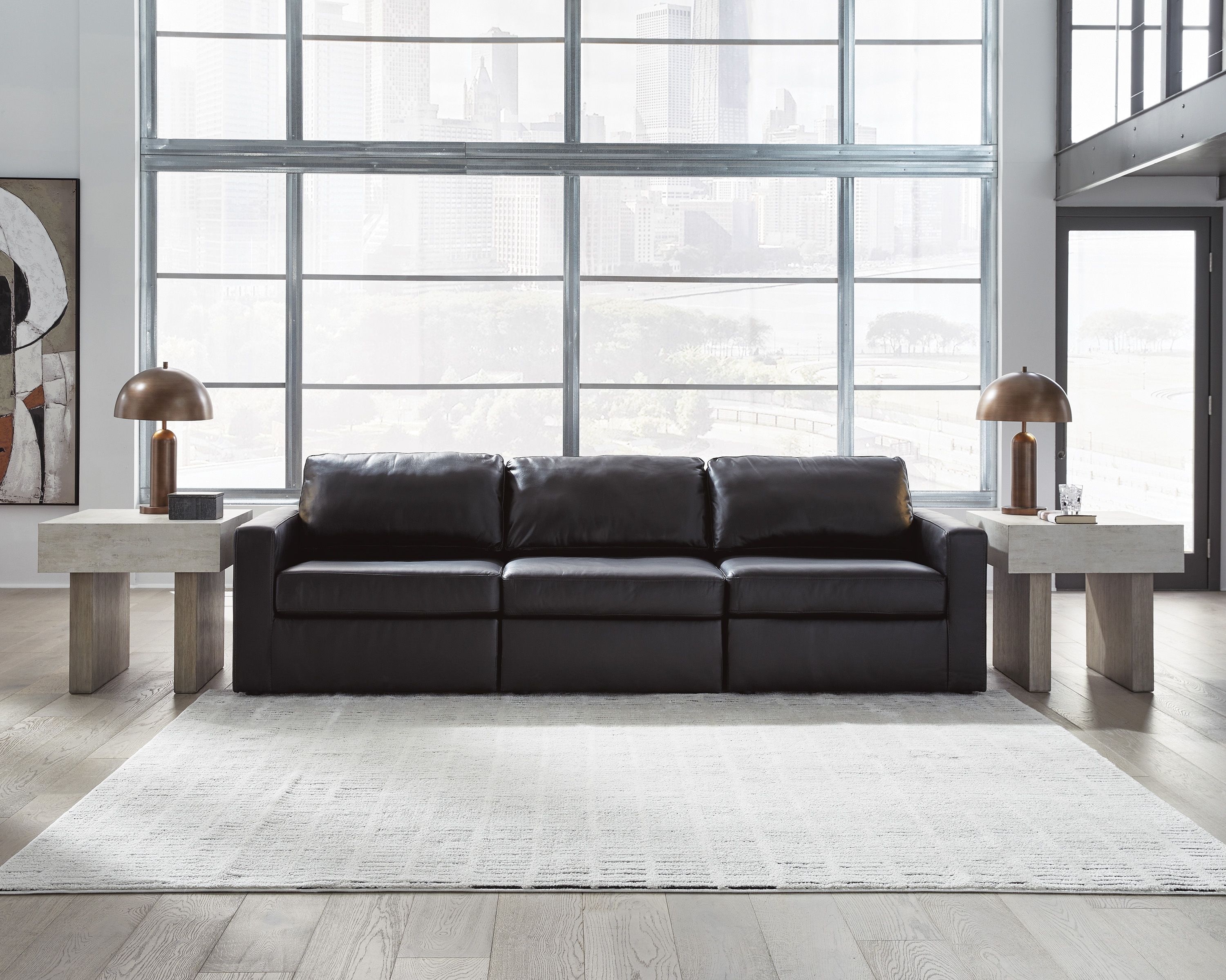 ModMax II Black Leather 3 Piece Sectional Sofa | Coleman Furniture