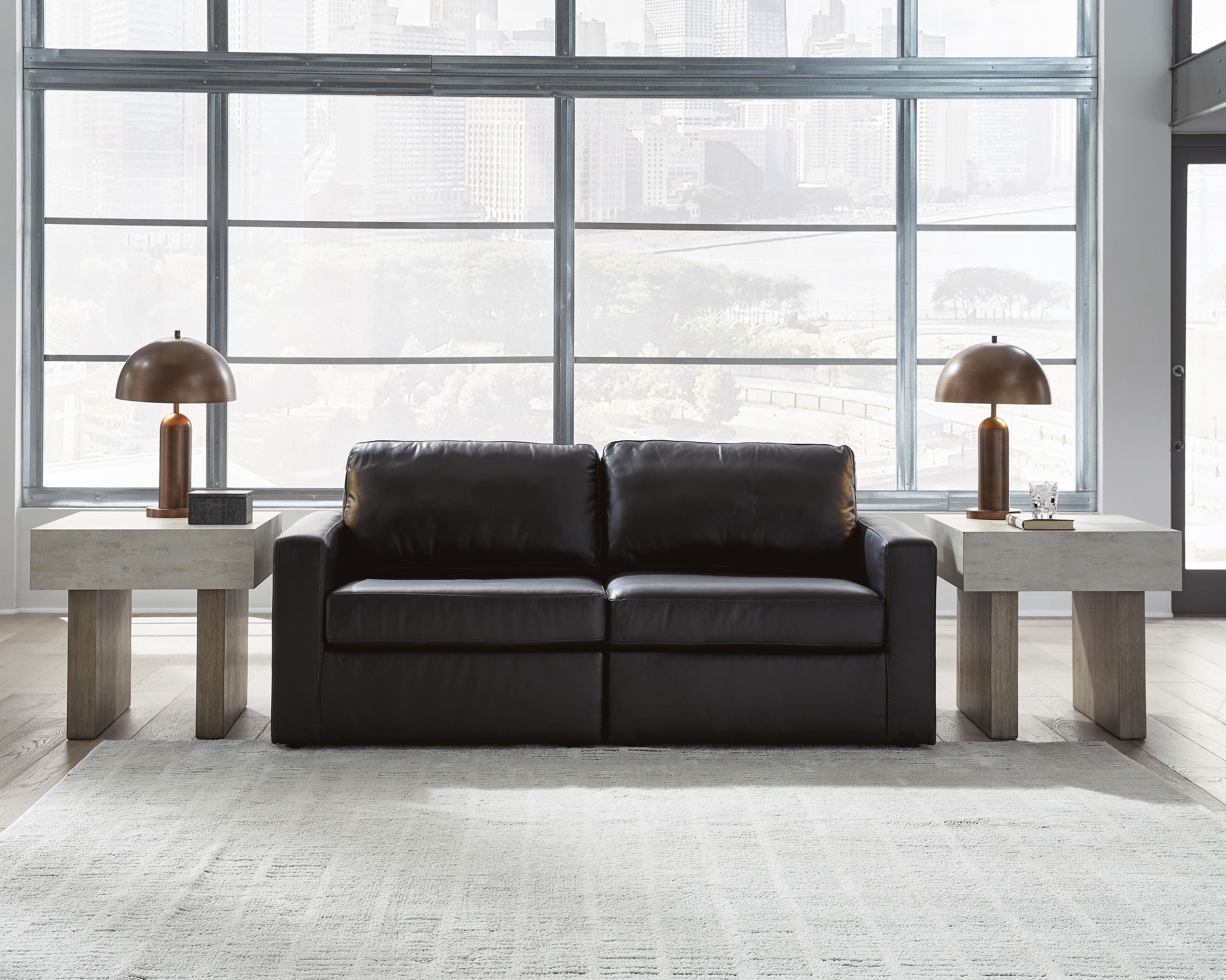 ModMax II Black Leather 2 Piece Sectional Loveseat | Coleman Furniture