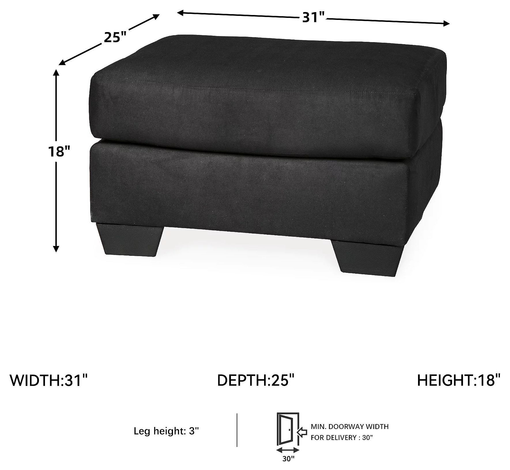 Darcy Black Ottoman