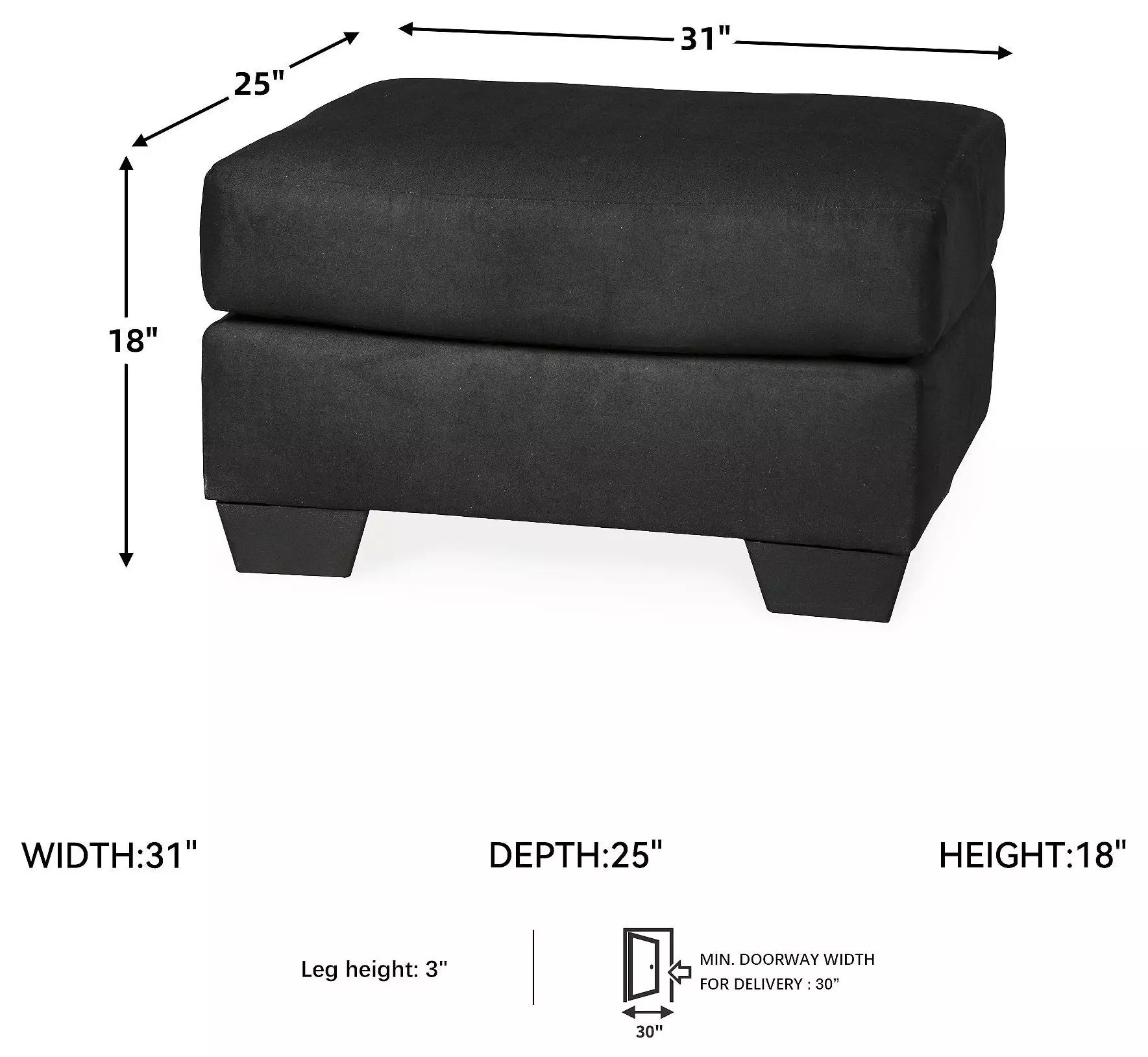 Darcy Black Ottoman