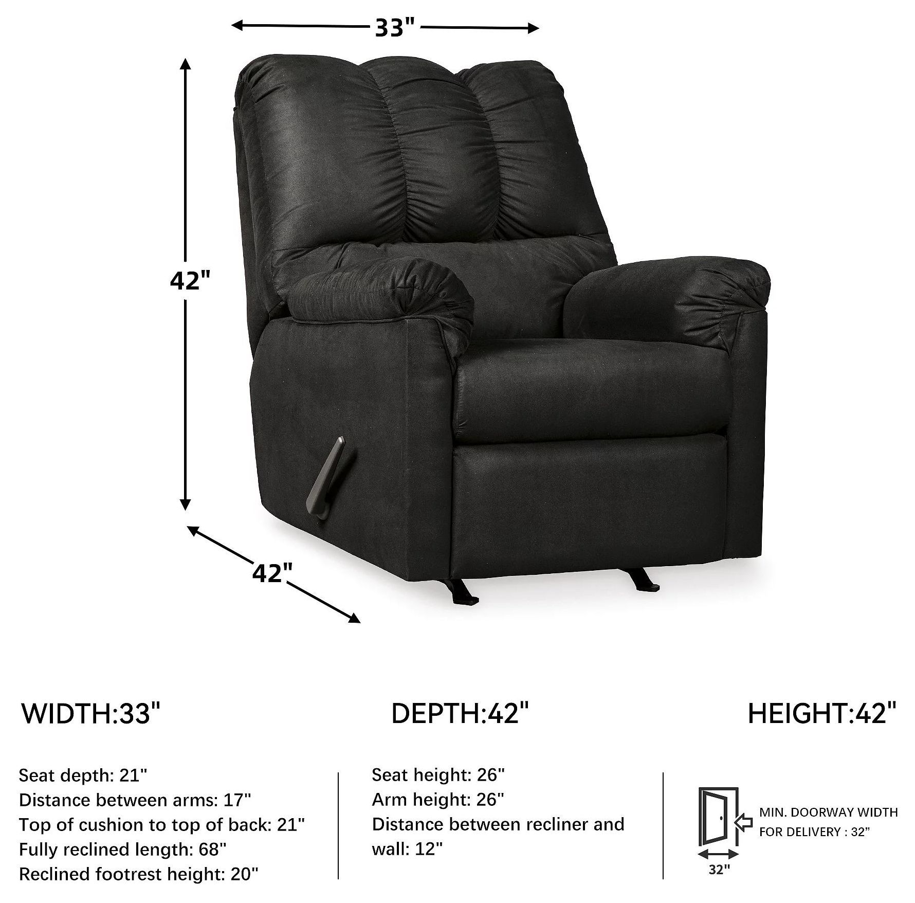 Darcy Black Rocker Recliner