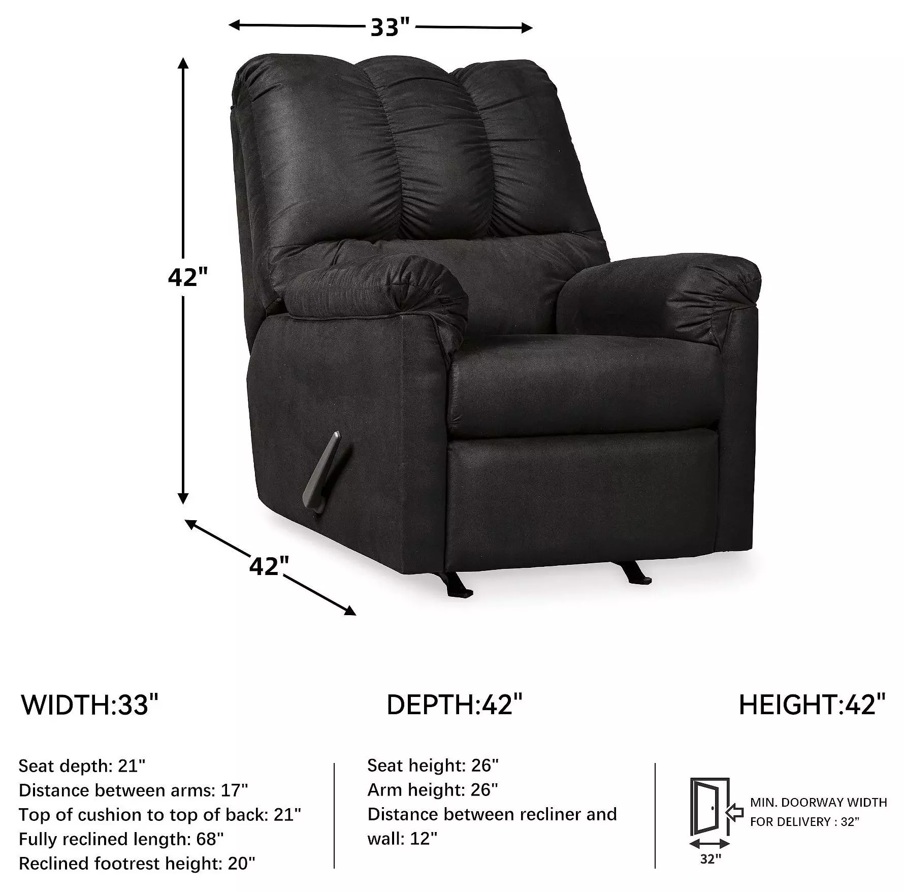 Darcy Black Rocker Recliner