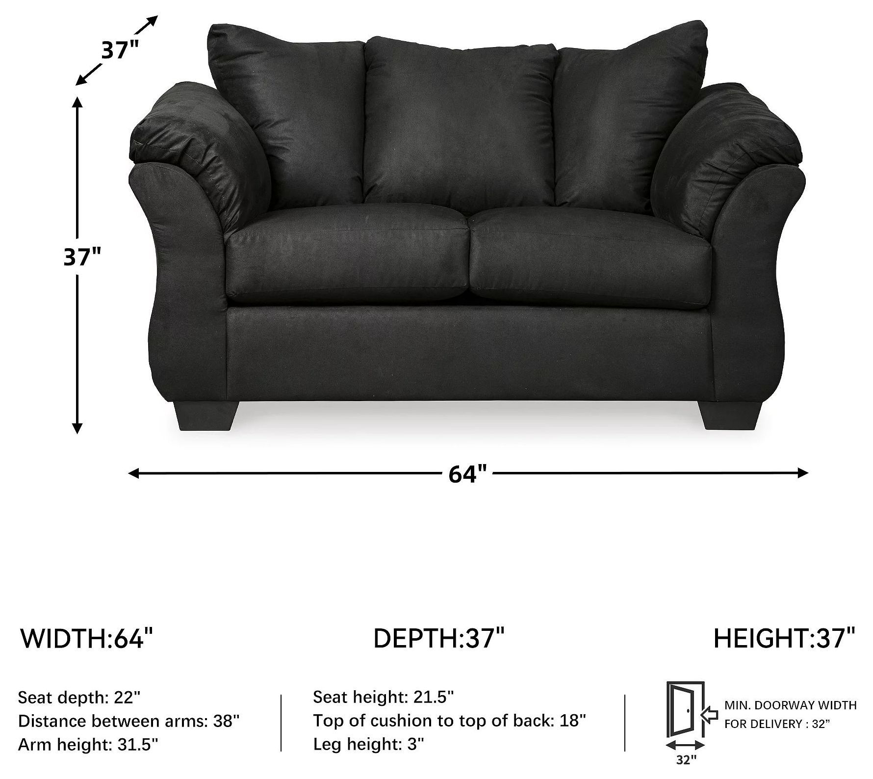 Darcy Black Loveseat