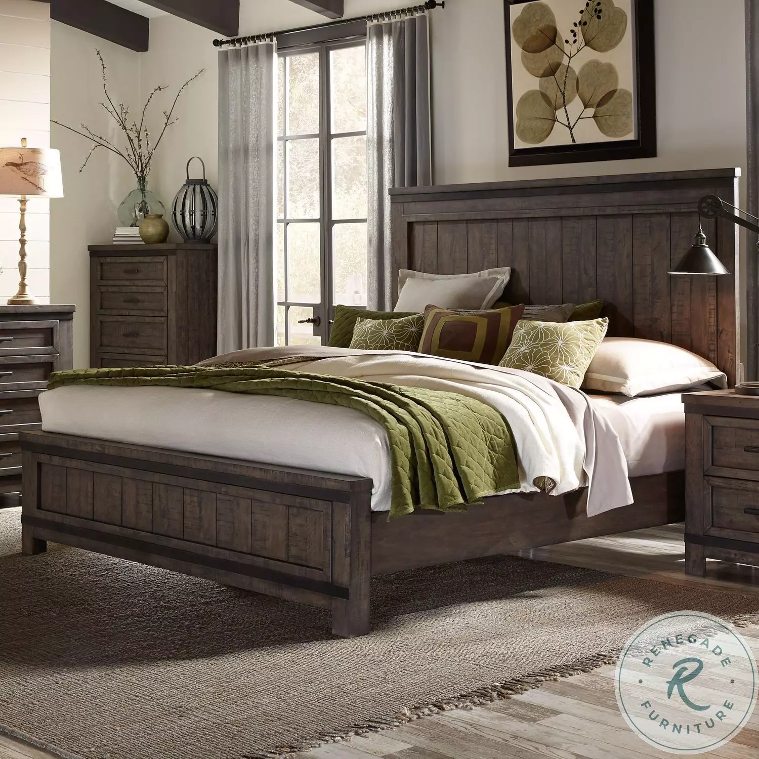 Thornwood Hills Rock Beaten Gray King Panel Bed From Home Gallery