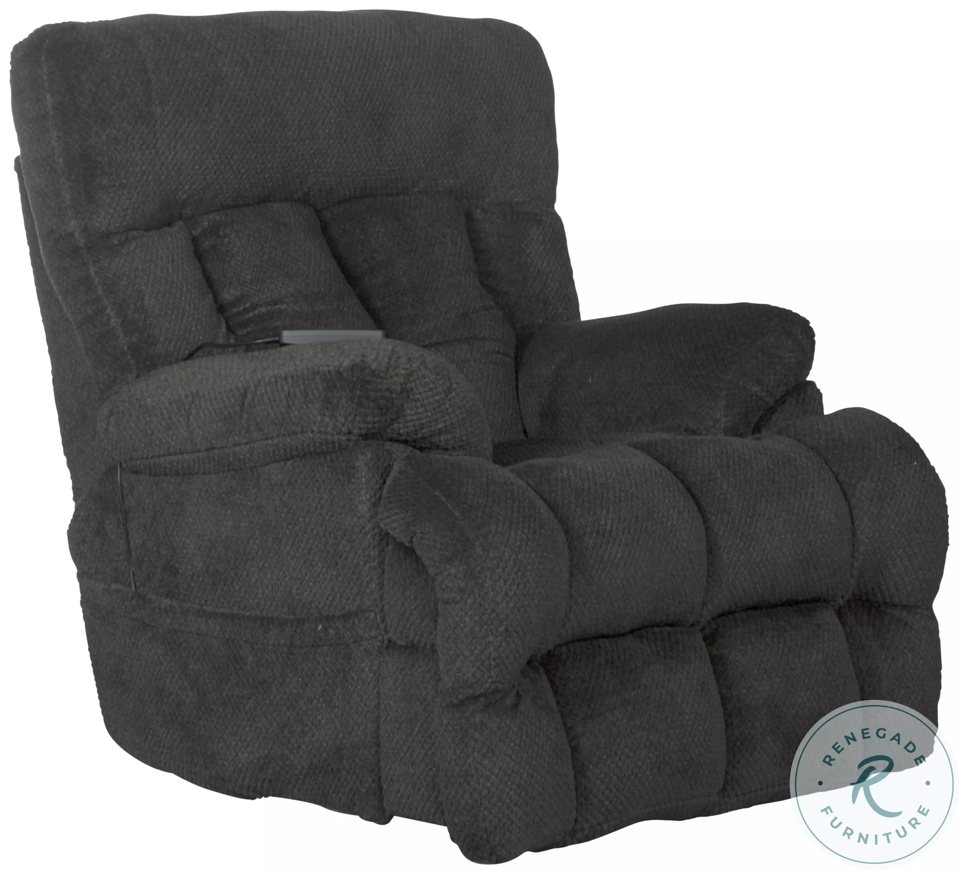Sterling Pewter Power Lay Flat Recliner with Power Adjustable