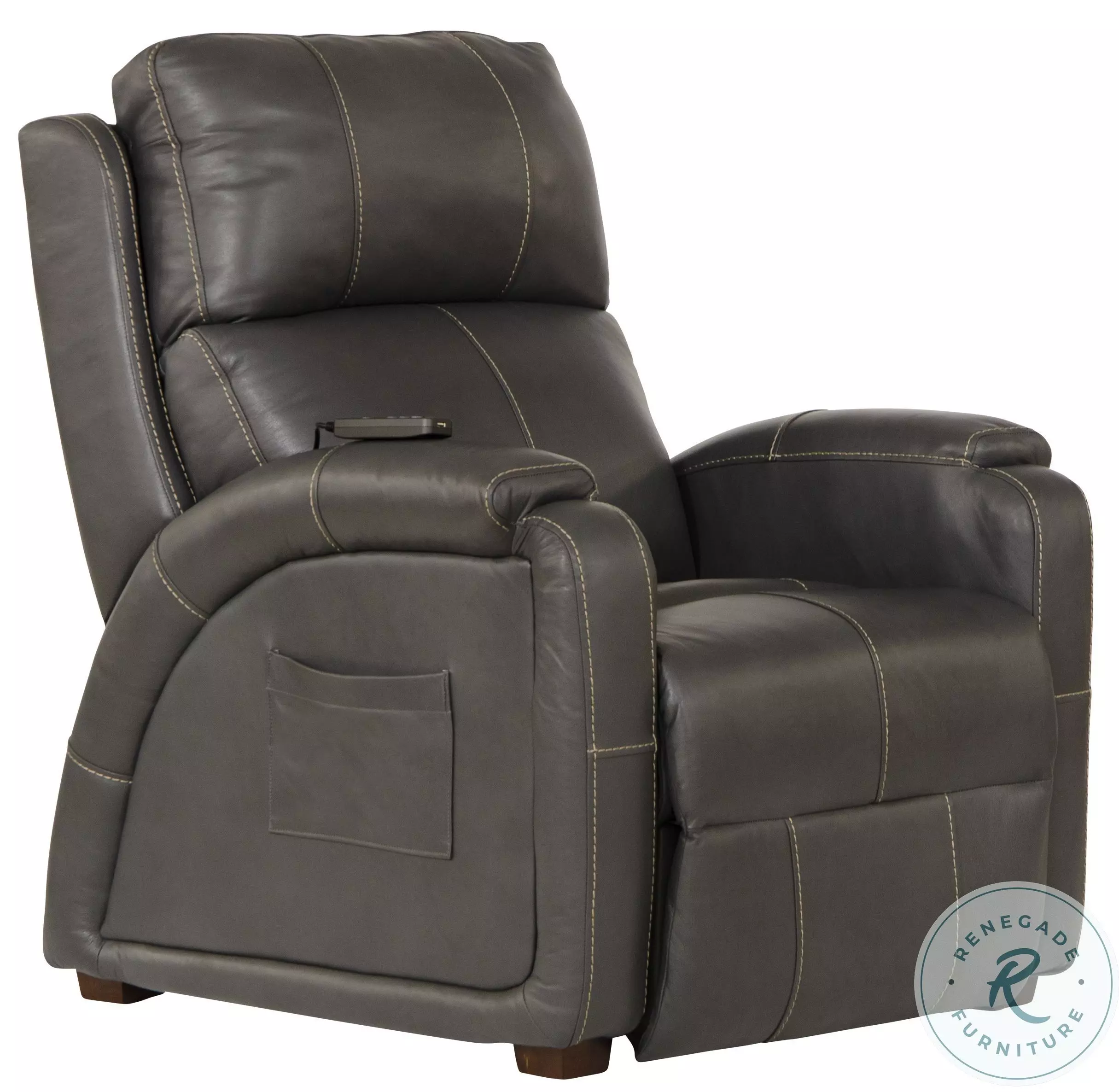Reliever Gunmetal Lay Flat Power Recliner with Power Headrest