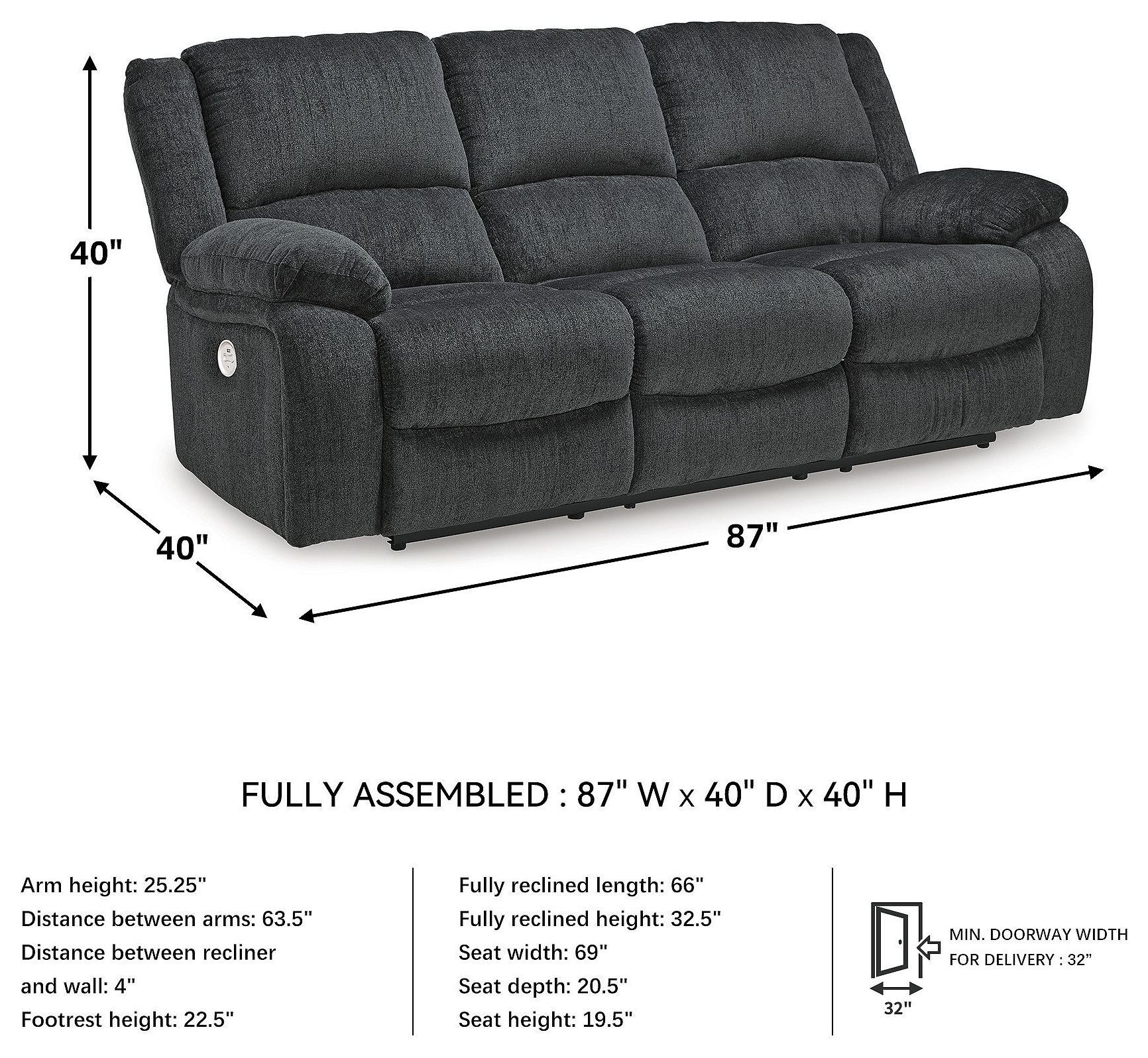 Draycoll Slate Reclining Sofa