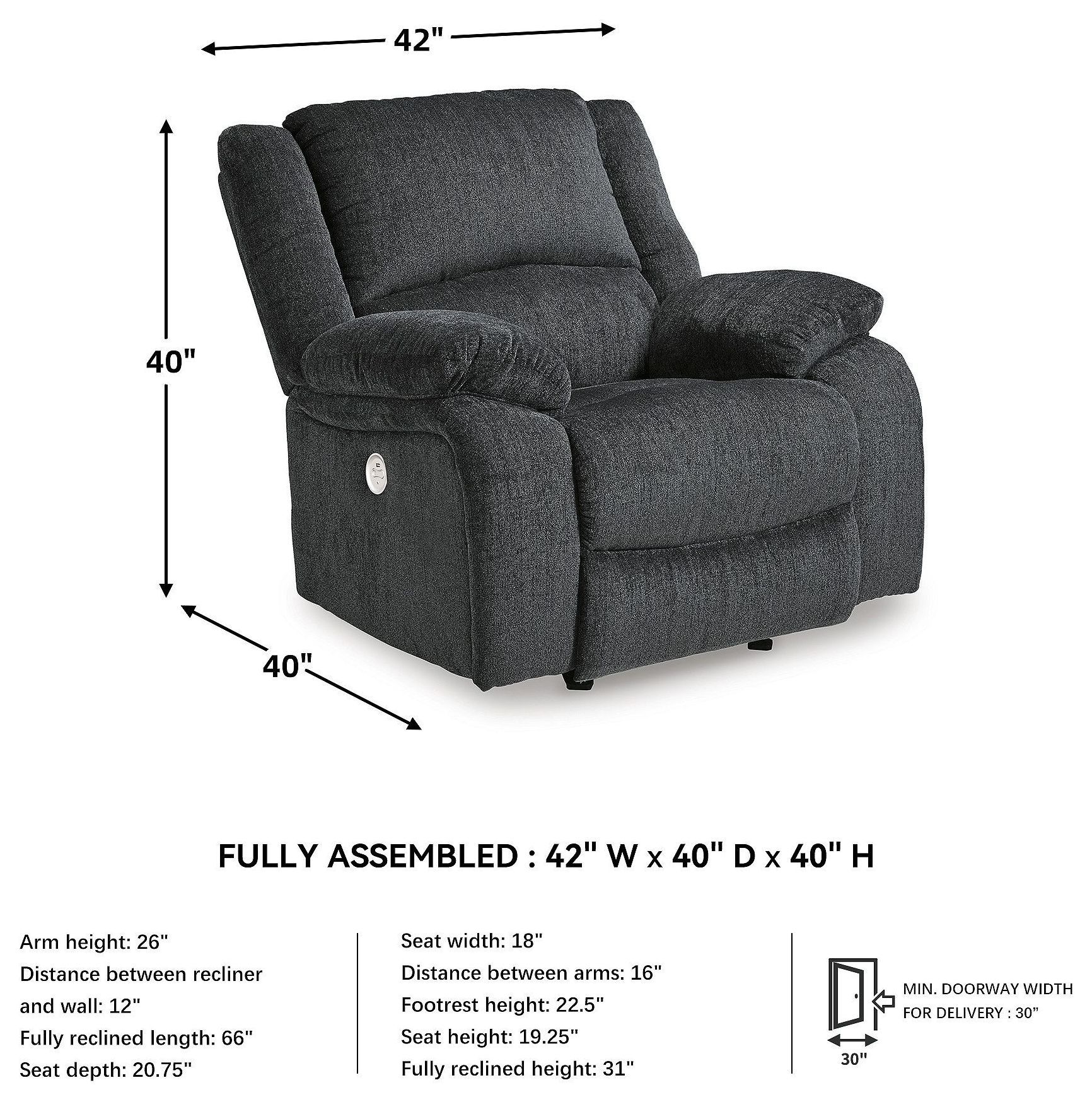 Draycoll Slate Power Recliner