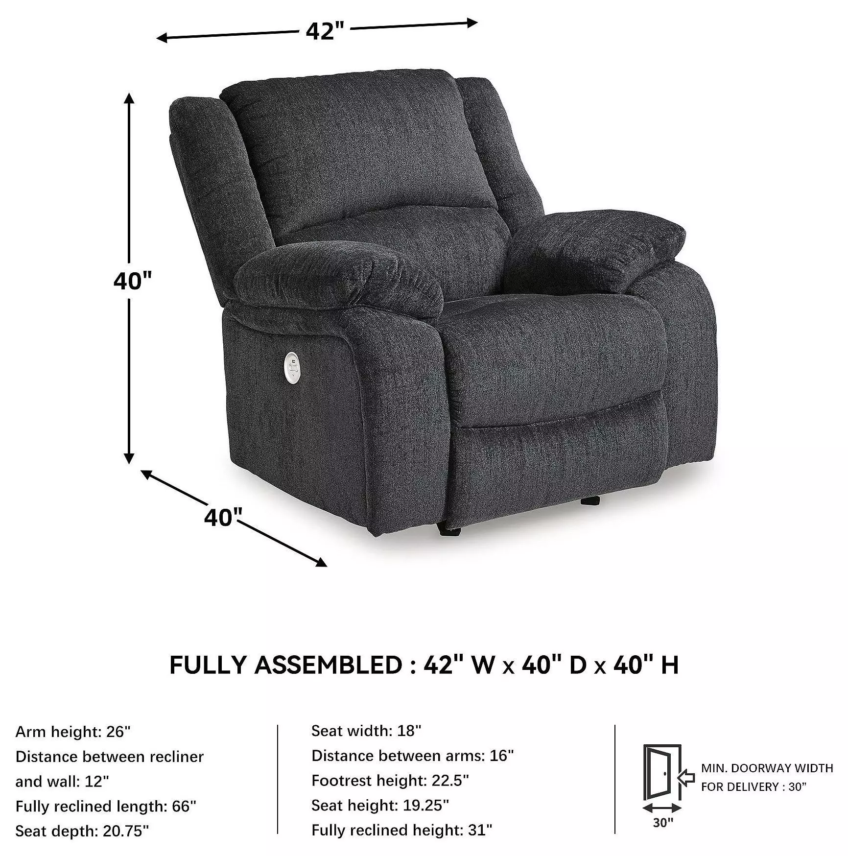 Draycoll Slate Power Recliner