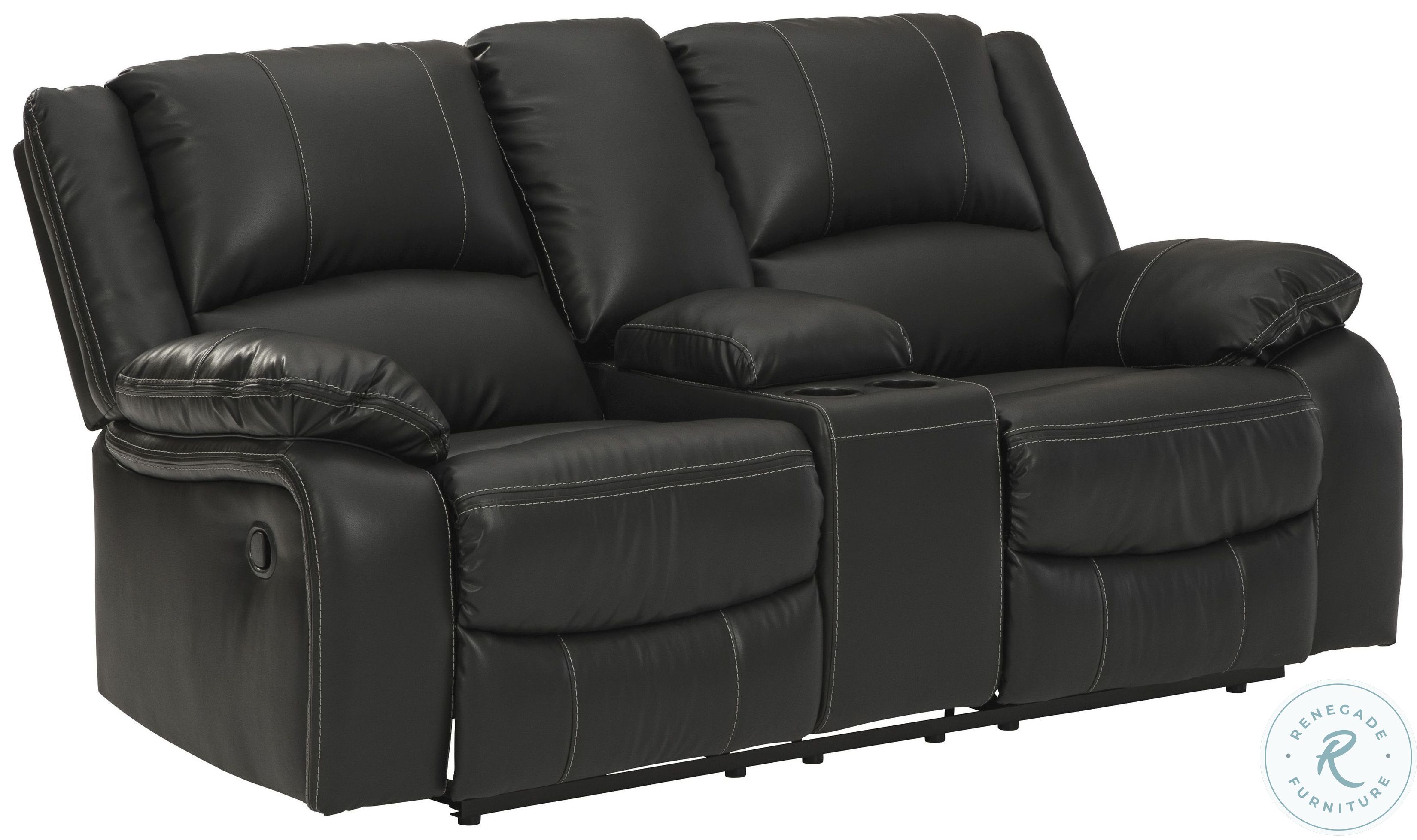 Calderwell Black Double Reclining Loveseat with Console from Ashley