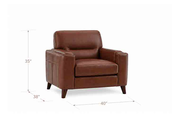 Elwyn Pecan Leather Upholstered Accent Chair