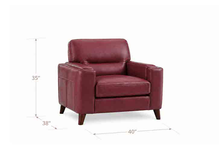 Elwyn Cranberry Leather Upholstered Accent Chair