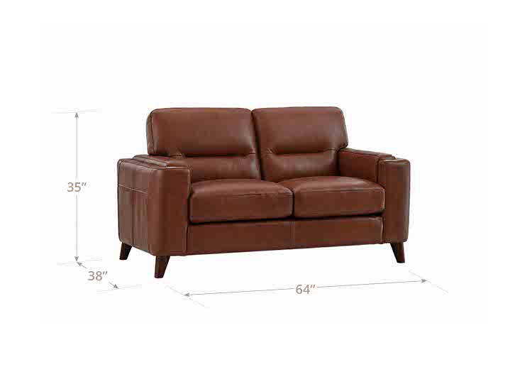 Elwyn Pecan Leather 64" Loveseat