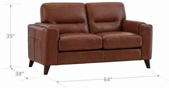 Elwyn Pecan Leather 64" Loveseat