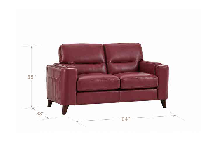 Elwyn Cranberry Leather 64" Loveseat
