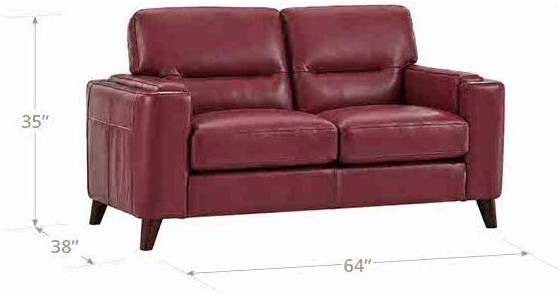 Elwyn Cranberry Leather 64" Loveseat
