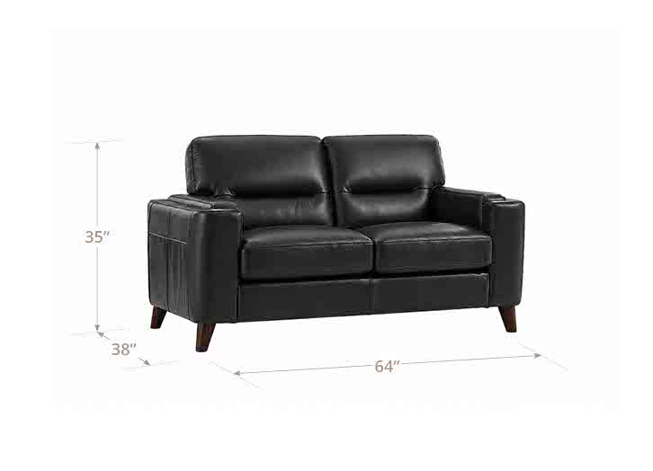 Elwyn Black Leather 64" Loveseat