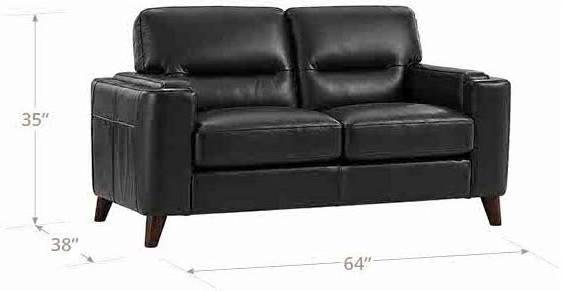 Elwyn Black Leather 64" Loveseat