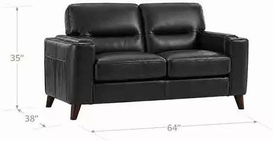 Elwyn Black Leather 64" Loveseat