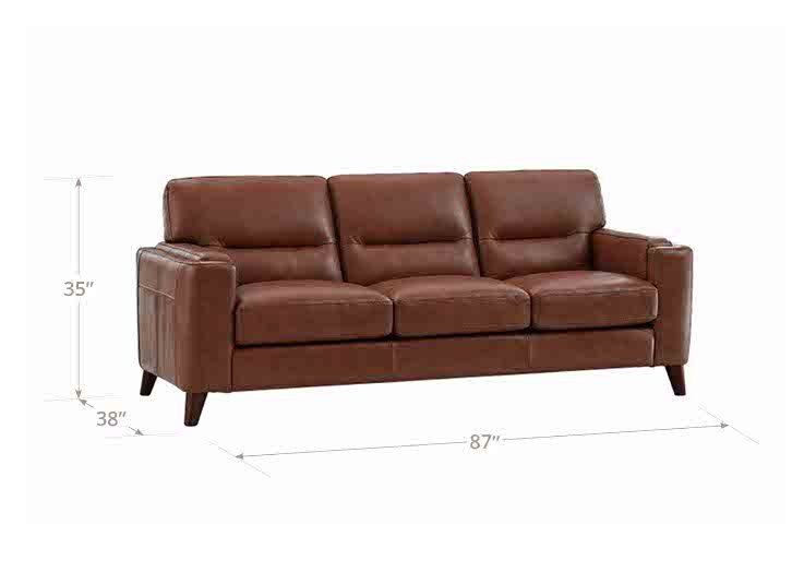 Elwyn Pecan Leather 87" Sofa