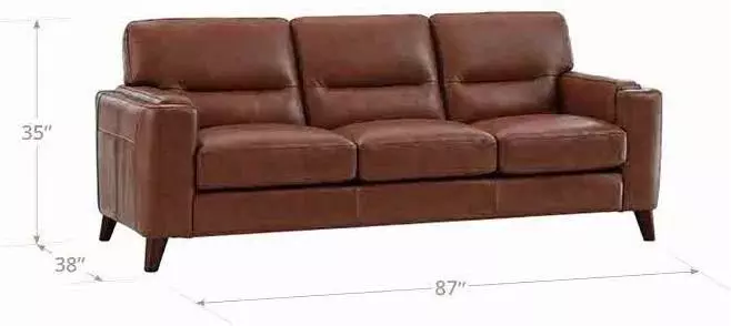 Elwyn Pecan Leather 87" Sofa