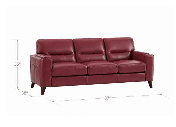 Elwyn Cranberry Leather 87" Sofa