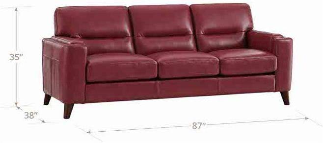 Elwyn Cranberry Leather 87" Sofa
