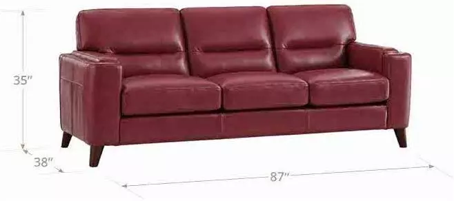 Elwyn Cranberry Leather 87" Sofa
