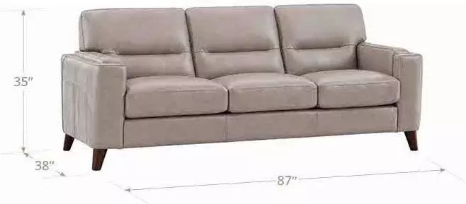 Elwyn Stone Leather 87" Sofa