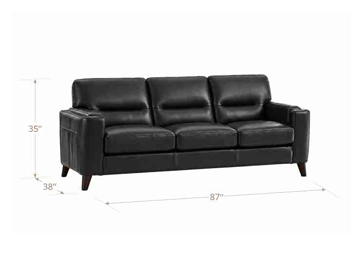 Elwyn Black Leather 87" Sofa