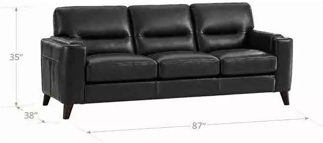 Elwyn Black Leather 87" Sofa