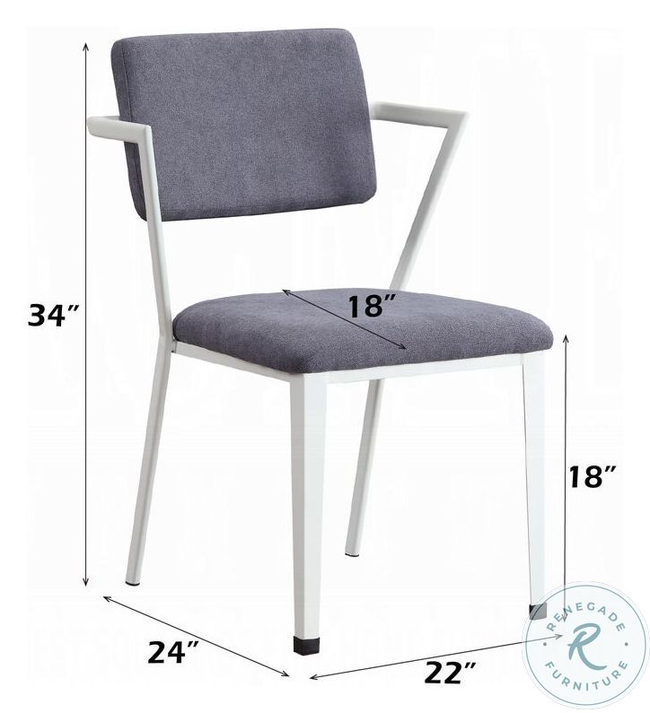 Cargo Gray Fabric and White Dining Chair Set of 2