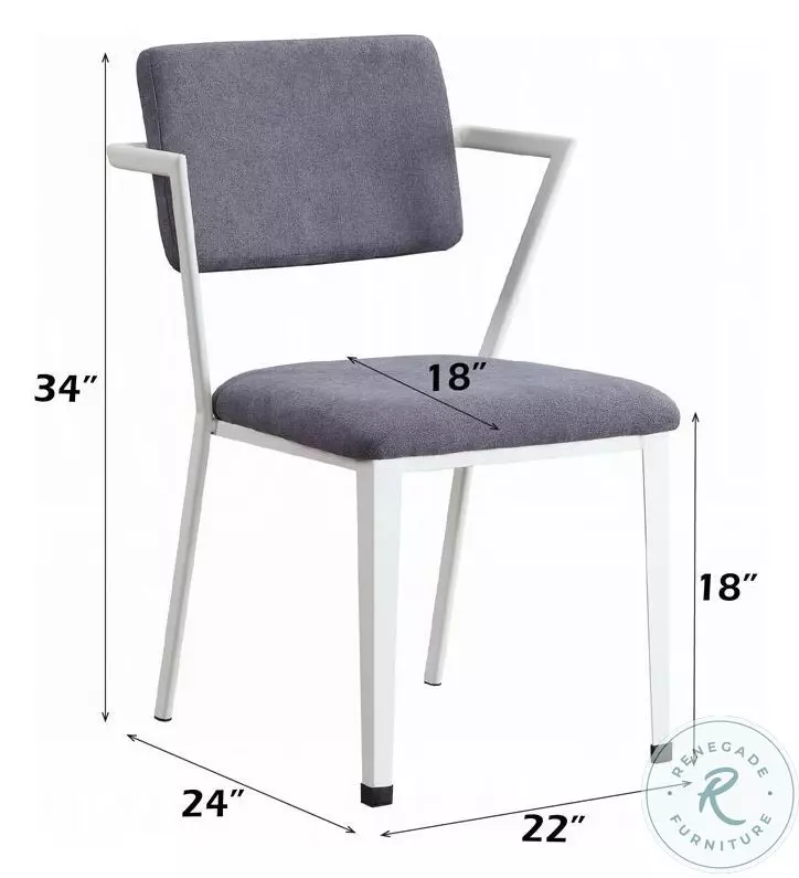 Cargo Gray Fabric and White Dining Chair Set of 2