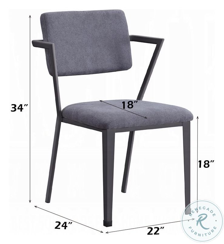 Cargo Gray Fabric and Gunmetal Dining Chair Set of 2