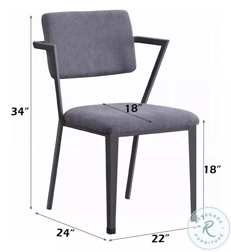 Cargo Gray Fabric and Gunmetal Dining Chair Set of 2
