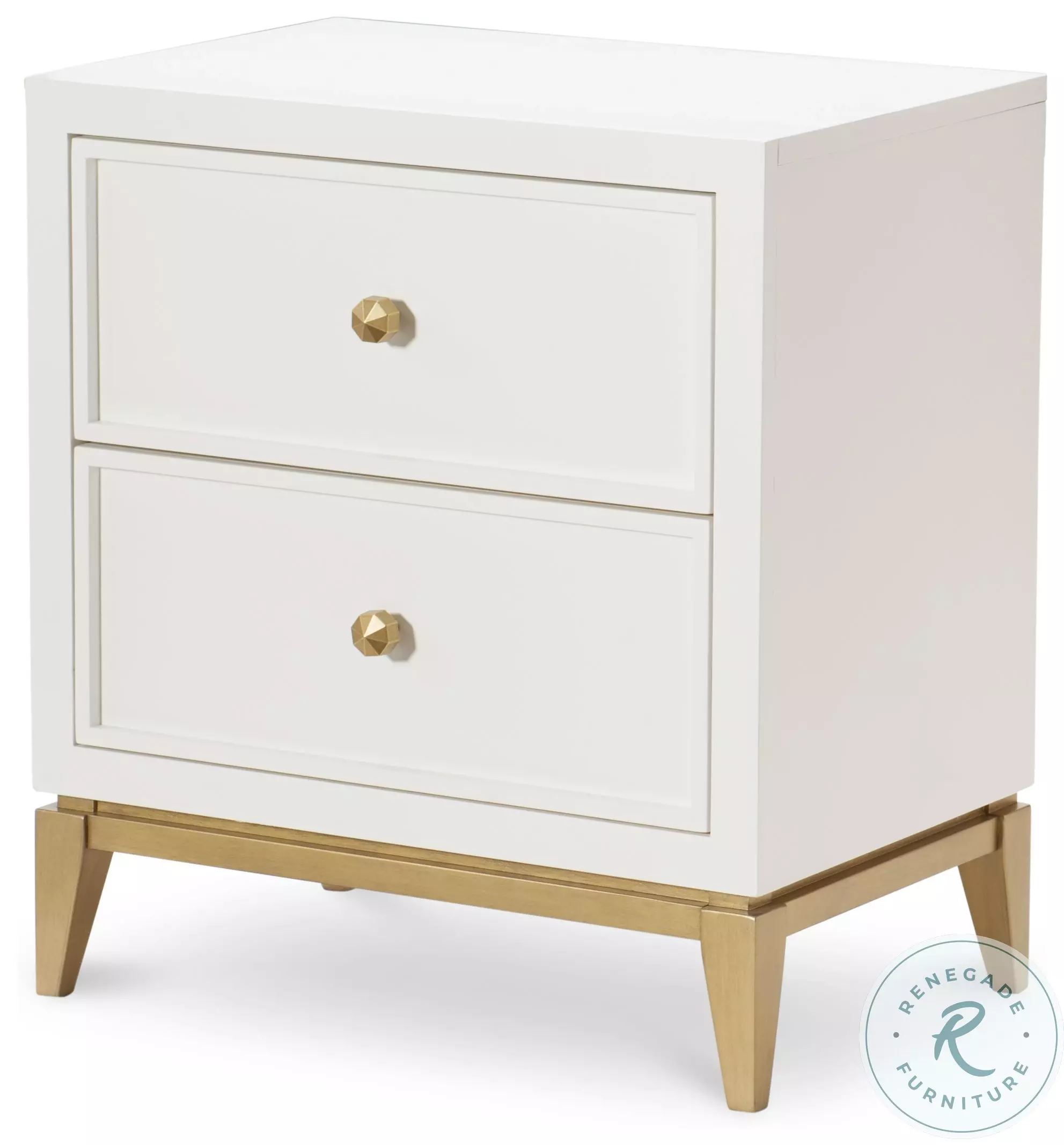 Chelsea White And Gold 2 Drawers Nightstand by Rachael Ray From Home  Gallery Stores | Home Gallery Stores