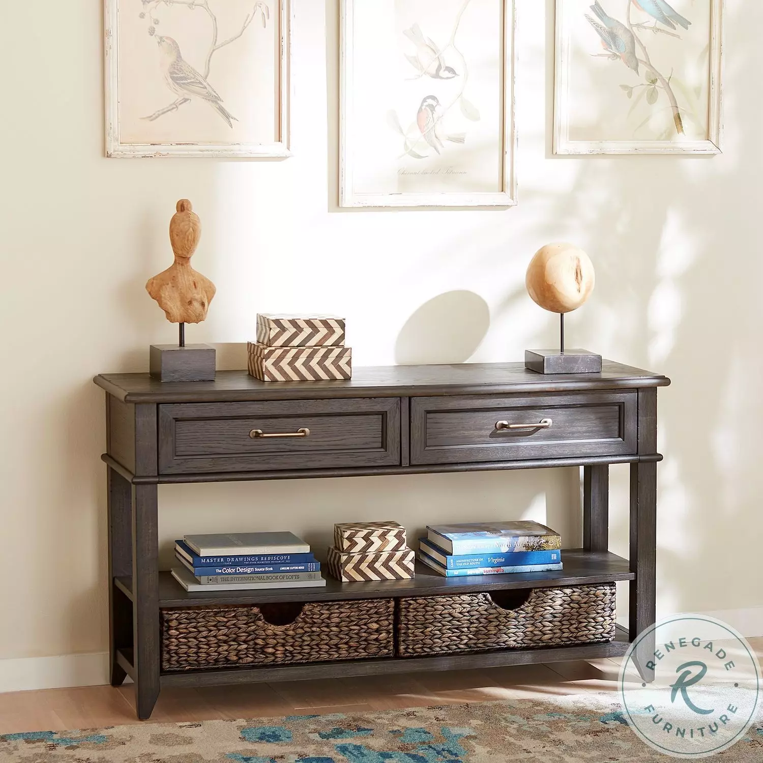 Mill Creek Peppercorn 2 Drawer Sofa Table From Liberty Furniture