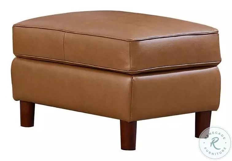[美品]BOX COMP HATA JACKMAN Isla Cognac Leather Upholstered Rectangular Ottoman From Tanner's