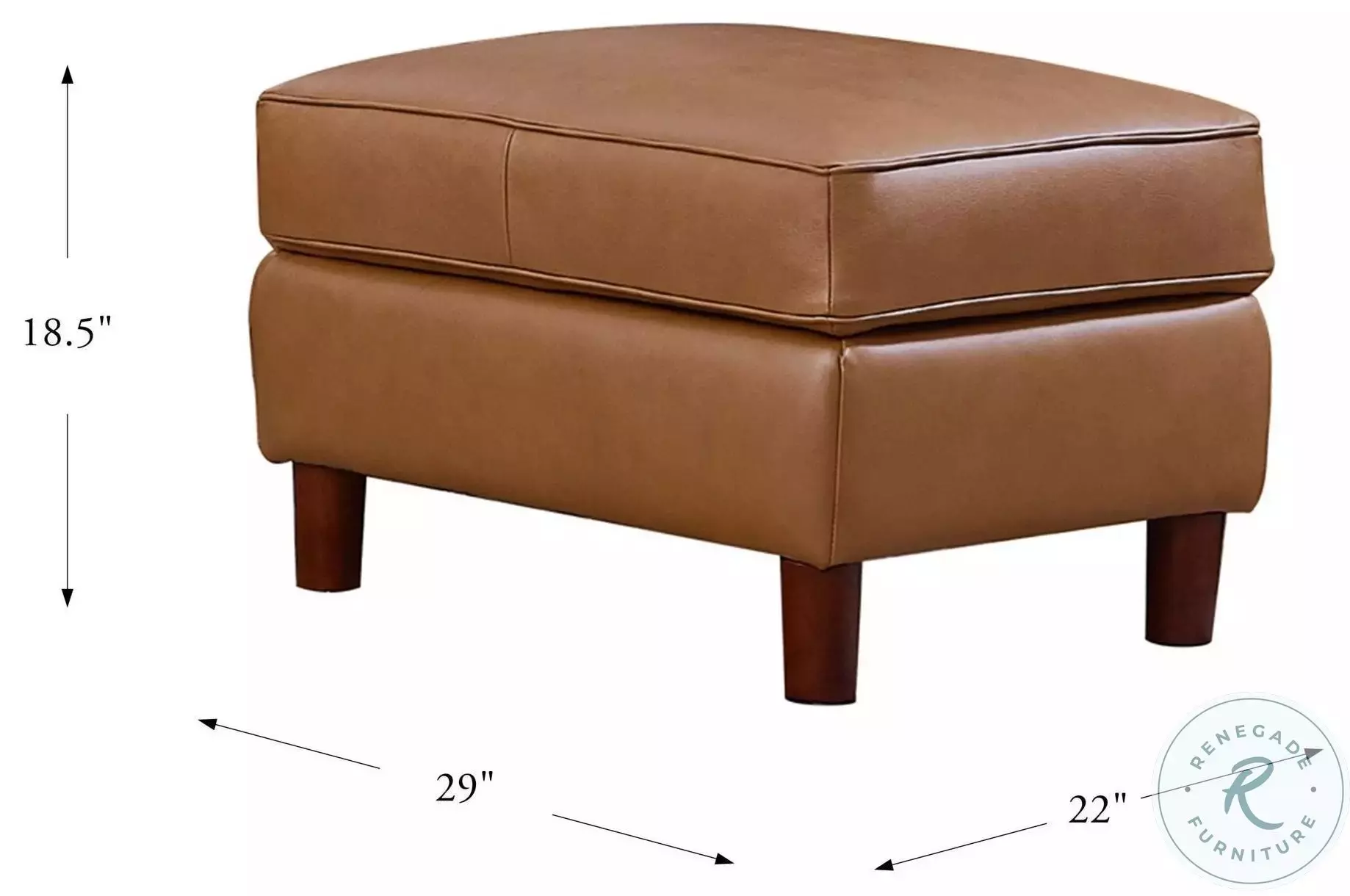 Isla Cognac Leather Upholstered Rectangular Ottoman