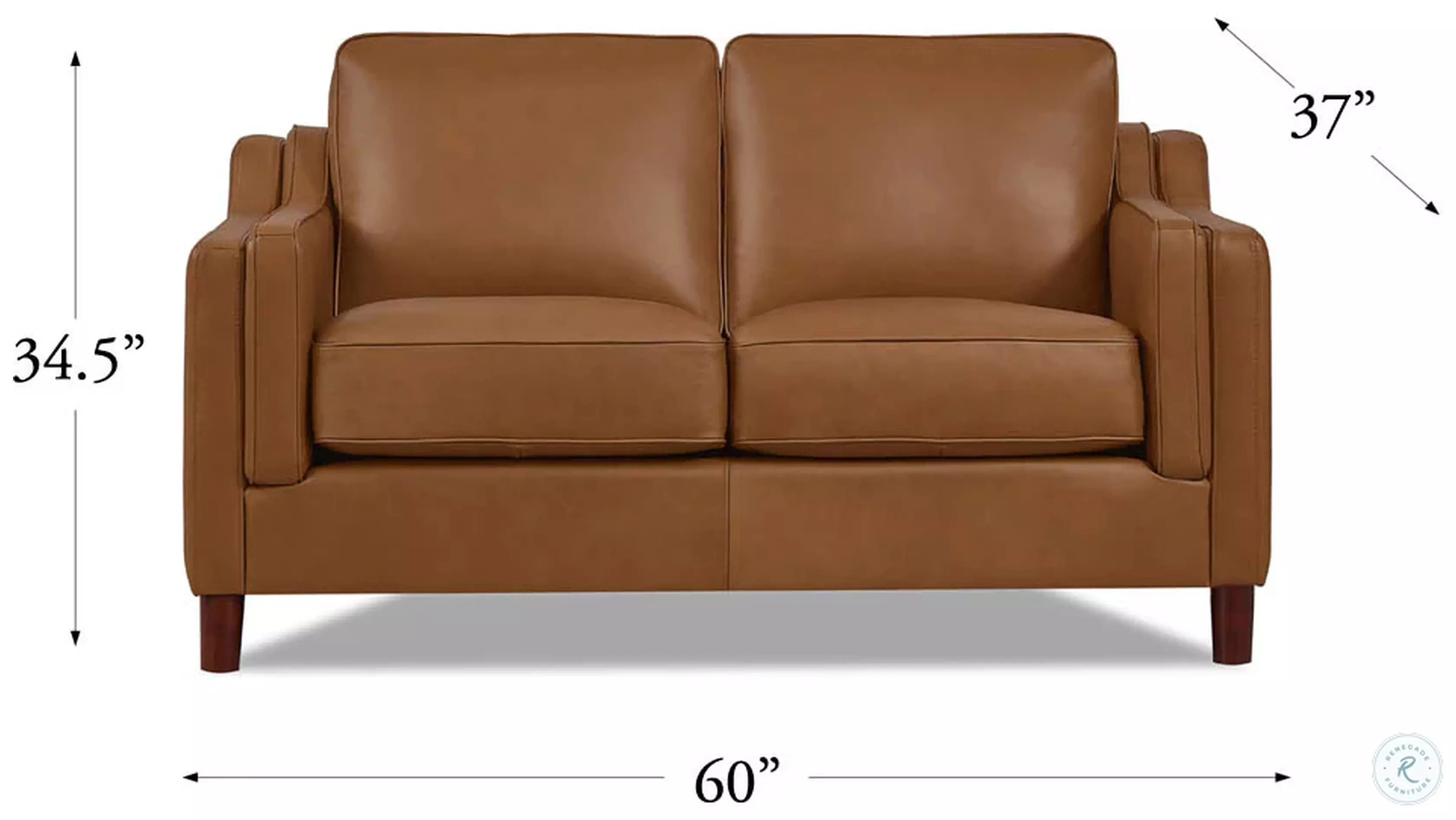 Isla Cognac Leather 60" Loveseat